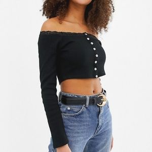 ASOS DESIGN bardot with button front